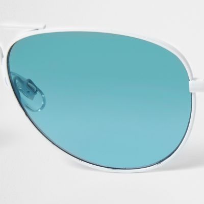 Boys white blue lens aviator sunglasses
